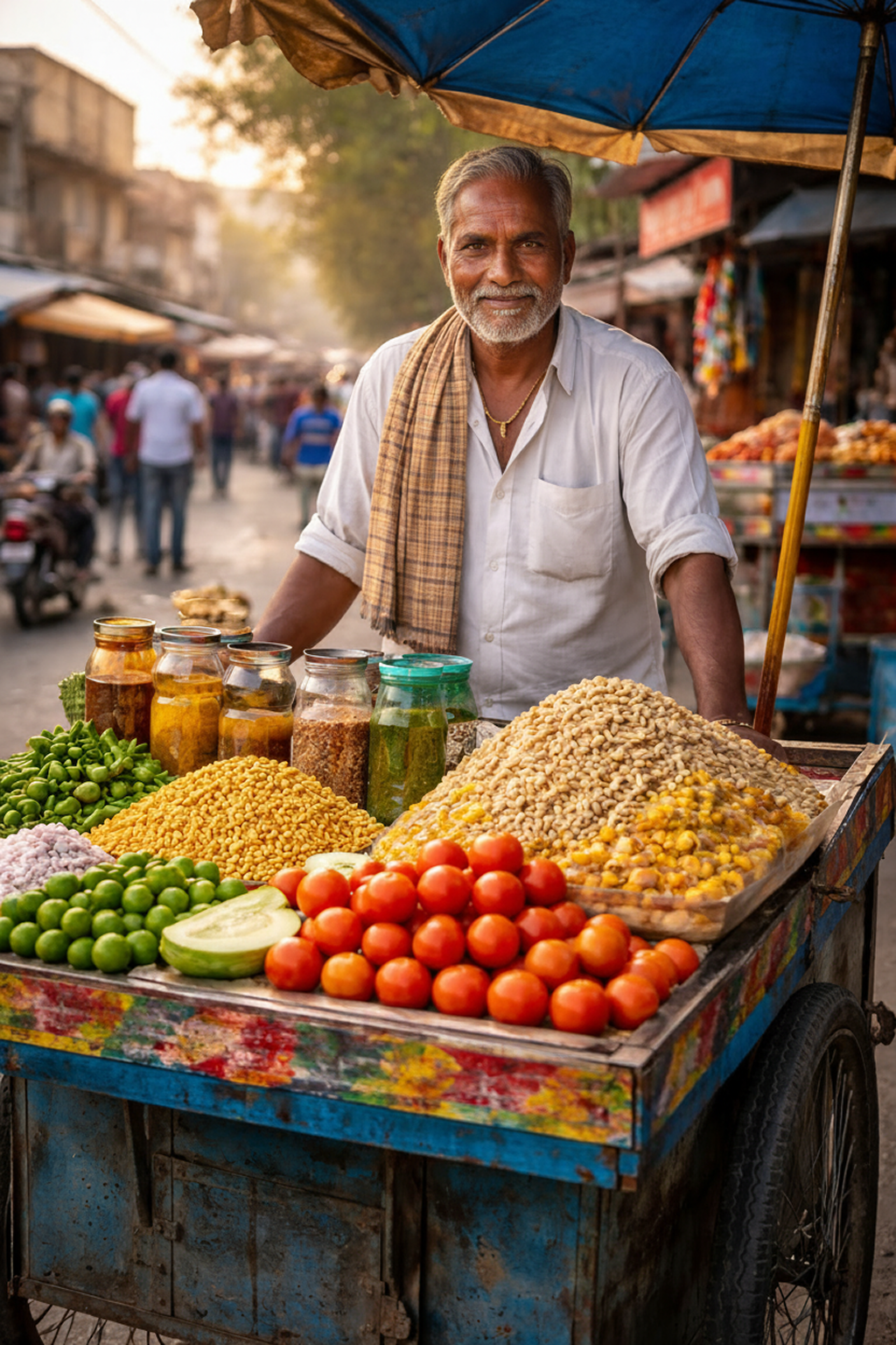 Indian street vendor chai wala using UPI soundbox app for payment alerts